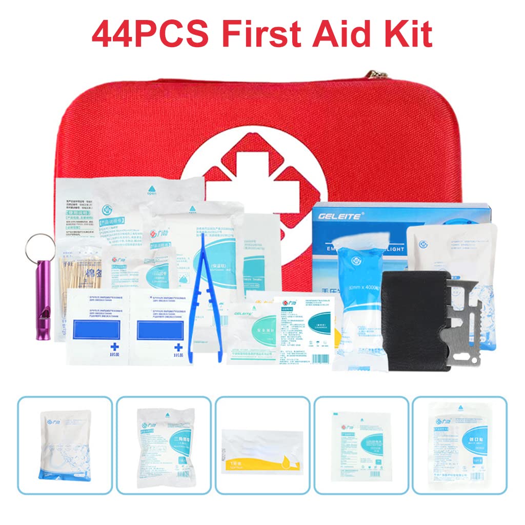 Proberos 44Pcs First Aid Kit with All Items for Travelling Ooutdoor Car Home with Portable Bag, Includes Emergency Foil Blanket, Band-aid, Gauze, First-aid manual, Flashlight, Scissors, Survival Kits Proberos 44Pcs First Aid Kit with All Items for Travelling Ooutdoor Car Home with Portable Bag, Includes Emergency Foil Blanket, Band-aid, Gauze, First-aid manual, Flashlight, Scissors, Survival Kits